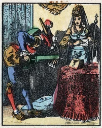 Storia del Dottor Pulcinella (Polichinelle). Incisione su legno di Imaging Pellerin - Epinal, sd. Fine XIX secolo