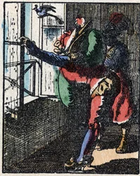 Storia del Dottor Pulcinella. Incisione su legno di Imaging Pellerin - Epinal, fine XIX secolo.