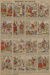 Storia della Francia dal regno di Filippo I al regno di Luigi IX (litografia a colori)