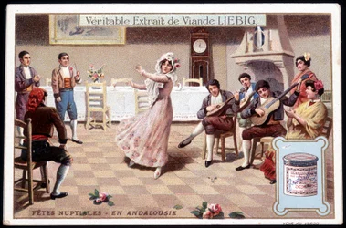 Luna di miele in Andalusia - cromolitografia. Liebig, v. 1895