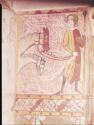 Cavaliere che tiene le redini di tre cavalli, dalla Parete Nord, c.1265