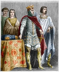 Ugo il Grande incorona Raoul o Rodolfo di Borgogna, Duca di Borgogna e Re di Francia. Incisione in 