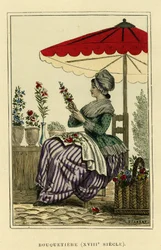Costume di stambecco del XVIII secolo. Incisione a colori, in “France et les francais a travers les siecles” di Augustin Challamel, F.Roy editore, Parigi 1882. Collezione Selva.