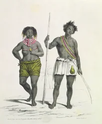 Figura nera idolatra del Regno di Benguela, Angola, incisa da Godefroy Engelmann (1788-1839)