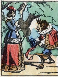 Illustrazione per "Riquet a la houppe", racconto di Charles Perrault (1628-1703), scrittore francese. Incisione su legno di Imaging Pellerin - Epinal, fine XIX secolo