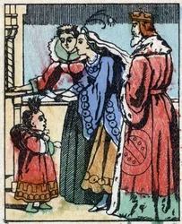 Illustrazione per "Riquet a la houppe", racconto di Charles Perrault (1628-1703), scrittore francese. Incisione su legno di Imaging Pellerin - Epinal, fine XIX secolo