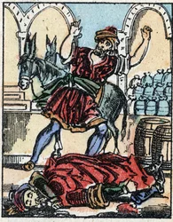 Illustrazione per le Mille e una notte. Ali-Baba (Ali Baba). Incisione su legno di Imaging Pellerin - Epinal, sd. Fine XIX secolo