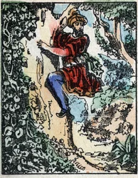 Illustrazione per i racconti delle Mille e una notte. Ali-Baba. Incisione su legno di Imaging Pellerin - Epinal, sd. Fine XIX secolo.