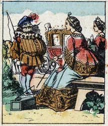 Illustrazione del racconto di Charles Perrault "Cenerentola o La piccola scarpetta di vetro". Incisione su legno di Imaging Pellerin - Epinal, sd. Fine XIX secolo.