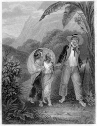 Illustrazione di "Paolo e Virginia". Romanzo di Henri Bernardin de Saint Pierre, scrittore francese (1737-1814)
