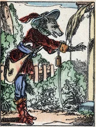 Illustrazione del racconto "Il lupo, la capra e i sette capretti". Incisione su legno di Imaging Pellerin - Epinal, sd. Fine XIX secolo