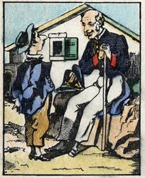 Illustrazione del racconto “Storia Veridica di Jeannot Serinet”. Incisione su legno di Imagery Pellerin - Epinal, fine XIX secolo.