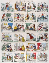 Illustrazioni per Favole di Jean de La Fontaine (1621-95) imagerie Gangel e P. Didion a Metz