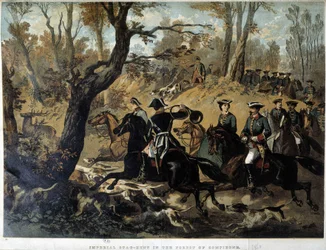 Imperatrice Eugenia e Napoleone III: scena di caccia a Compiègne