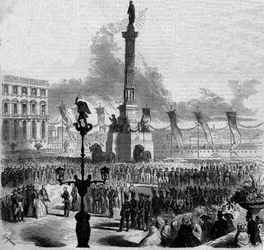 Inaugurazione della Colonna del Congresso (1850-1859). Bruxelles, Belgio