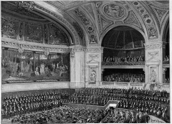Inaugurazione della nuova Sorbona nel 1889: il grande anfiteatro durante la cerimonia