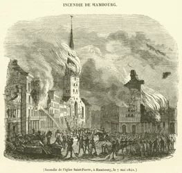 Incendio della chiesa di San Pietro, ad Amburgo, il 7 maggio 1842