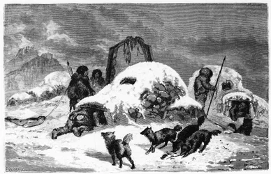 Installazione degli Eschimesi a Etah - in il mare libero del polo, viaggio di scoperta nei mari artici