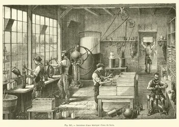 Interno di una fabbrica di acqua di Seltz