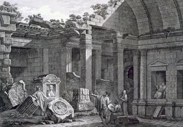 Interno del Tempio di Diana, Nimes, da Antiquités de la France: Vol I, Monuments de Nimes