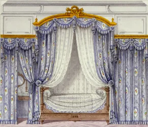 Interno che mostra mobili da un periodico francese, 1850s