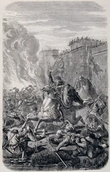 Invasione e saccheggio di Roma da parte di Alarico I, Re dei Visigoti 410 - in "Storia dei Papi, Re, Regine e Imperatori" di Lachatre, T.1