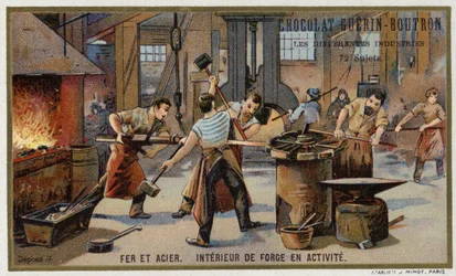 Ferro e acciaio. Interno di una fucina occupata