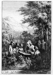 Jean-Jacques Rousseau che insegna a un gruppo di bambini