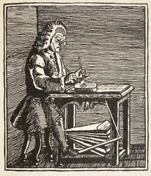 Jean Ruaux, copia di Boris Mestchersky, illustrazione da Histoire de la Nation Francaise, Sciences, Volumi I & II, di Gabriel Hanotaux, 1924