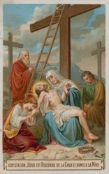 Gesù è deposto dalla croce e restituito a sua madre. La tredicesima stazione della Via Crucis
