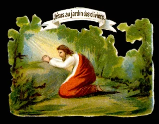 Gesù riceve la luce divina nel Giardino degli Ulivi - cromolitografia, fine XIX secolo