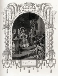 Giubileo a Roma nel 1450, durante il pontificato di Niccolò V. Incisione per illustrare Histoire des popes di Maurice Lachatre, librairie du progres, Parigi.