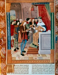 Re Gontrano I. Manoscritto miniato. XV secolo.