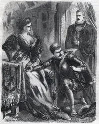 Il re Filippo II (1527-1598) sorprende suo figlio, il principe Don Carlos (1545-1568), mentre tenta di violare la sua matrigna, la regina Elisabetta (1545-1568) (Elisabetta di Francia o Isabella di Valois), 17 gennaio