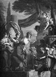 Re Salomone circondato dalle sue concubine