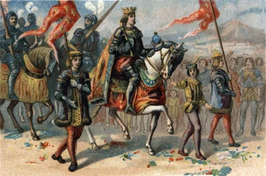 Il re di Francia Carlo VIII (1470-1498) entra a Napoli, Italia, 22 febbraio