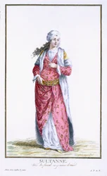 Kösem Sultan, (incisione colorata a mano)