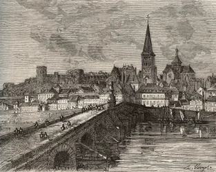 La Charité-sur-Loire - Nièvre, nella regione della Borgogna - incisione in "Francia illustrata: geografia, storia, amministrazione statistica" di V.-A. Malte-Brun. 1884