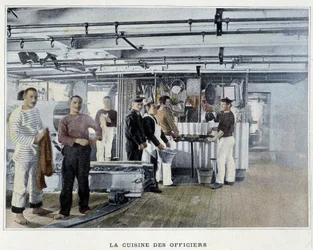 La cucina degli ufficiali - in "Album militaire - Marine: La vie à bord"