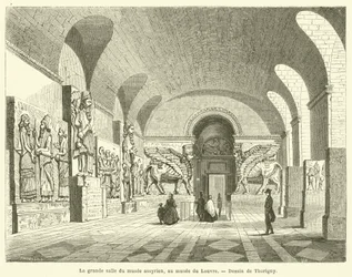 La grande sala del museo assiro, al museo del Louvre