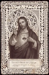 Cartolina di pizzo raffigurante il Sacro Cuore di Gesù, XIX secolo