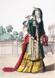 Sciarpa di seta verde da donna, 1650