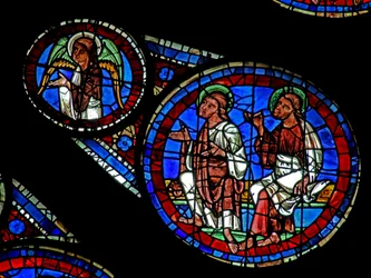 Giudizio Universale: due apostoli e un angelo