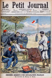 Ultimi momenti di un esploratore francese Visconte Pierre Marie Robert Du Bourg de Bozas (1871-1903) nel Bourg de Boza in Africa tropicale 