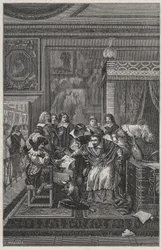 Il Cardinale Richelieu morente - Litografia di Charles Motte in 