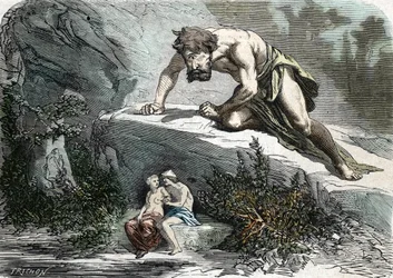 Il Ciclope Polifemo sorprende Galatea e Aci