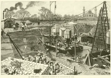 La Torre Eiffel, lavori di fondazione e consolidamento delle pile