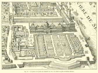 Il palazzo e il giardino delle Tuileries nel 1615, fac-simile del piano di Mathieu Merian