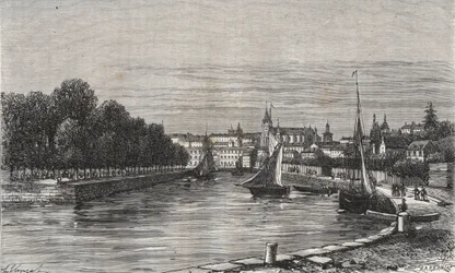 Il porto di Vannes (Morbihan, Francia) - incisione in 