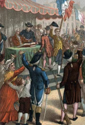 Les enrolements volontaires (davanti al teatro dell